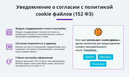 Уведомление об использовании cookie файлов (политика куки, ФЗ-152)