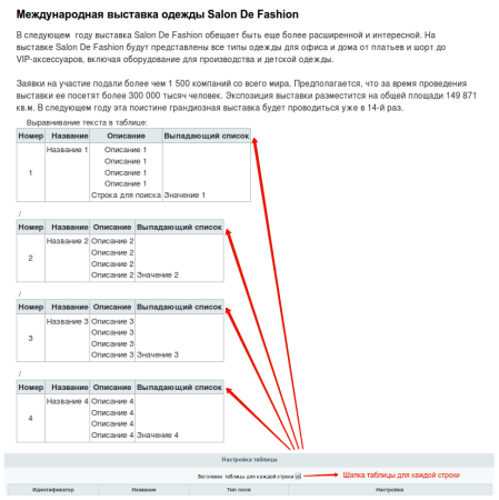 Настраиваемые таблицы