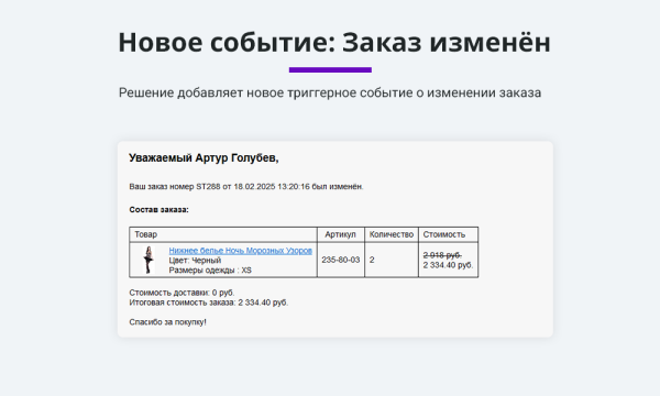 Расширенные письма заказов