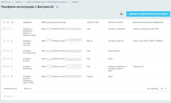 Scoder: Интеграция сайта с CRM Битрикс24 на вебхуках. Конструктор запросов