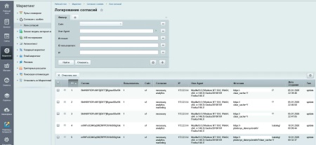 Уведомление согласия с кукам и сбором метрических данных (ФЗ-152 с логированием)