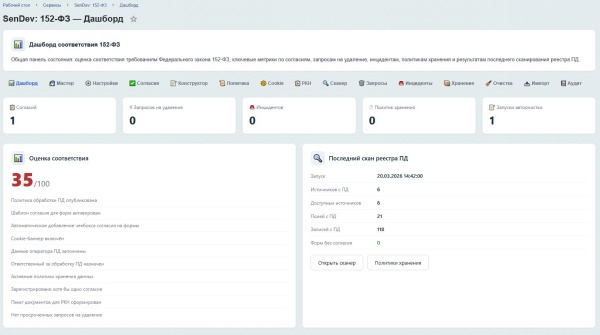 SenDev: 152-ФЗ Персональные данные