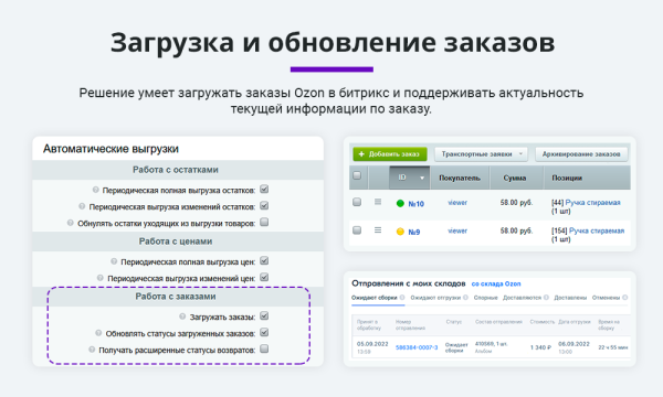 Интеграция с Ozon (Озон). Цены, остатки, заказы, статусы, акты