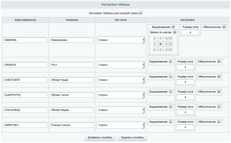 Настраиваемые таблицы