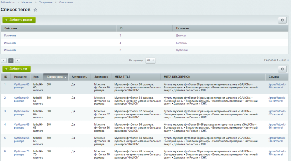 Тегирование элементов для SEO