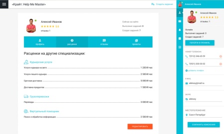 Отраслевой cервис поиска исполнителей и специалистов, биржа фриланса, портал услуг «HelpMeMaster»