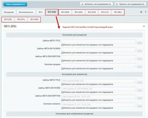 Настройка SEO у разделов, элементов инфоблока для многоязычности и мультирегиональности