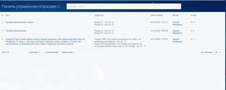 Панель управления опросами