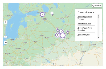 whatAsoft: Яндекс.карта объектов инфоблока