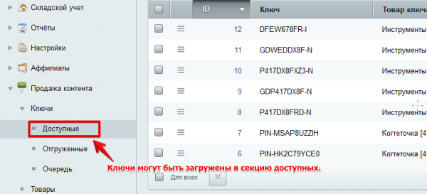 Продажа контента