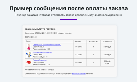 Расширенные письма заказов
