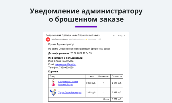 Ловец брошенных заказов. Брошенные корзины. Повышение конверсии сайта