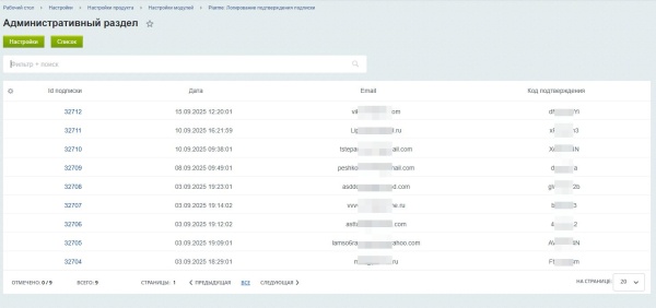 Piarme: Логирование подтверждения подписки